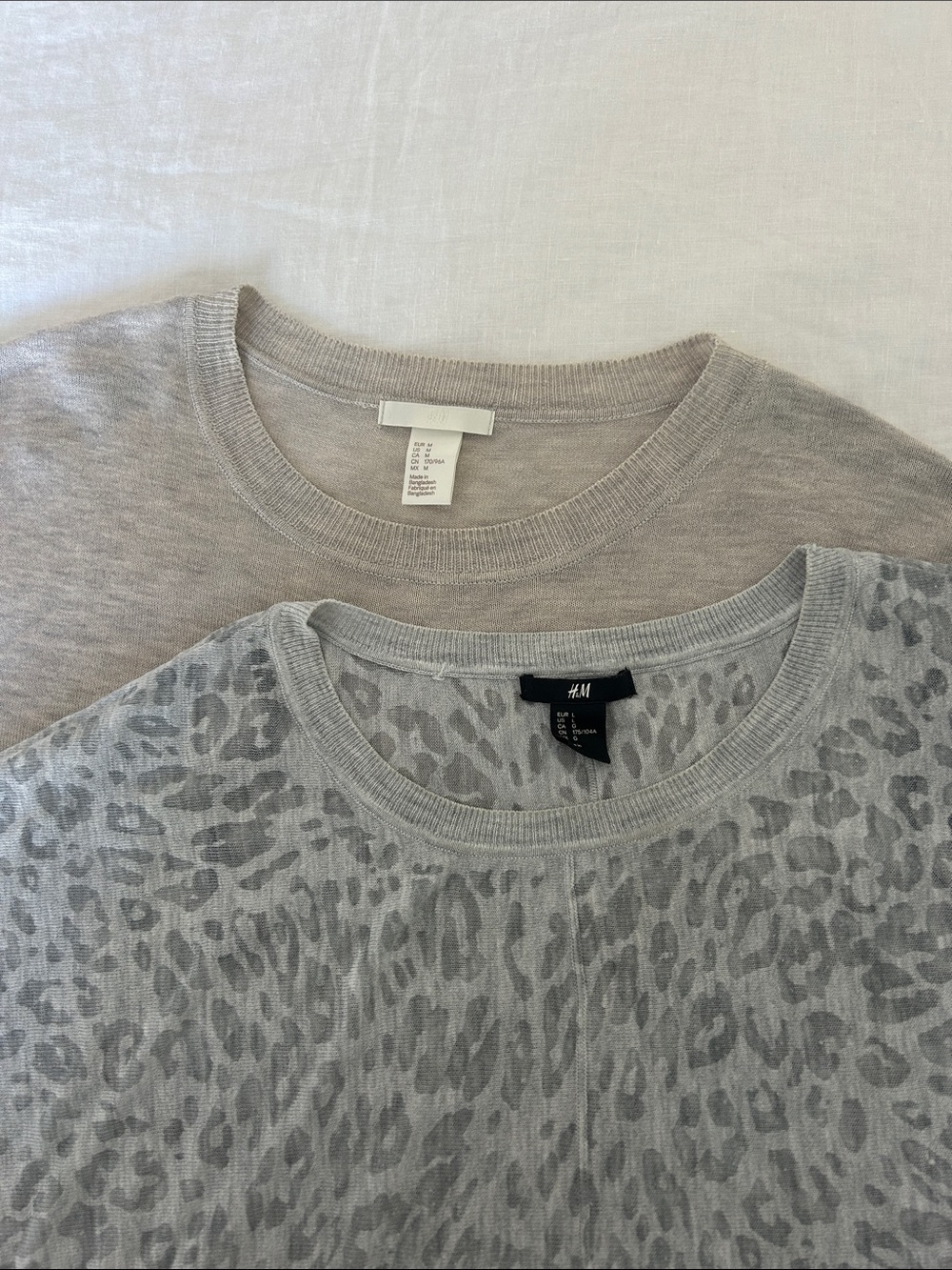 H&M Light Gray (L) and Sand (M) color tunic type tops..two for one.